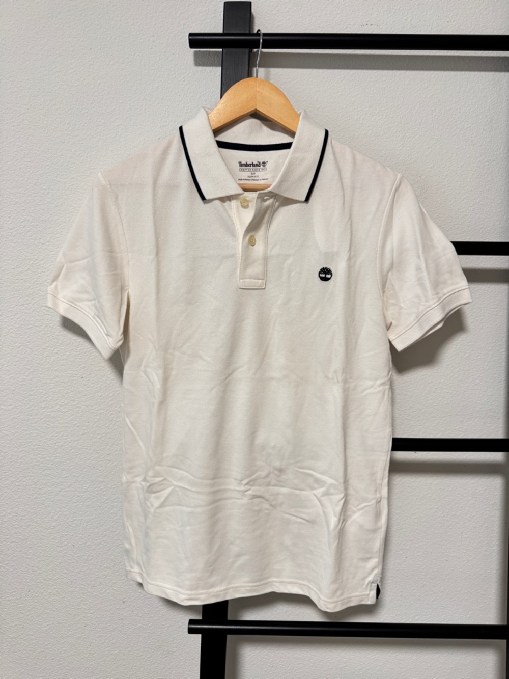 Timberland Men’s White Short Sleeve Polo Shirt Slim Fit